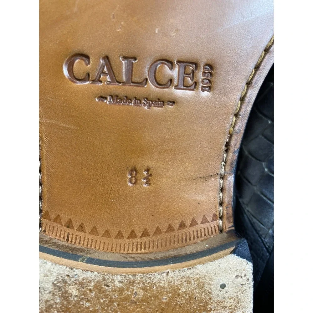 Calce Men's Croc Embossed Leather Textured Dress Loafers Metallic Size 8.5‎